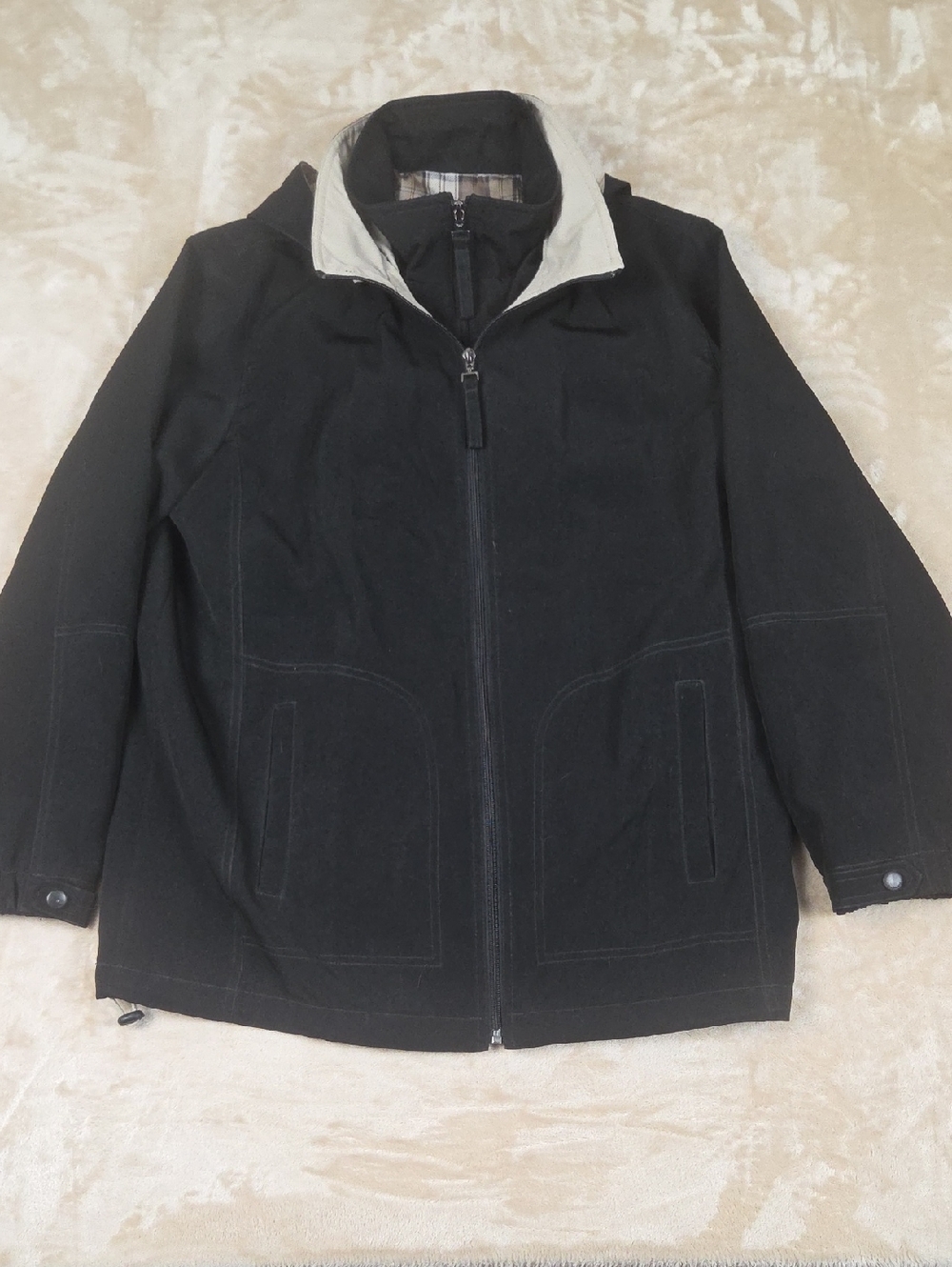 Liz Claiborne Black Utility Jacket with Cream Collar